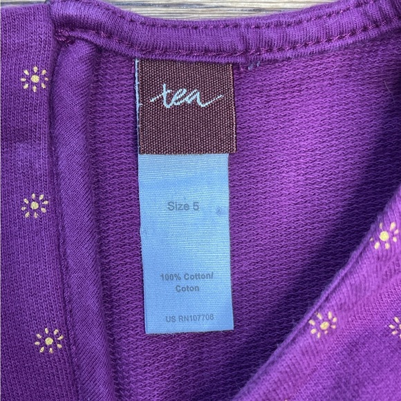 Tea Collection Girls Violet French Terry Floral Print Zippered Dress Size 5 - Picture 7 of 16